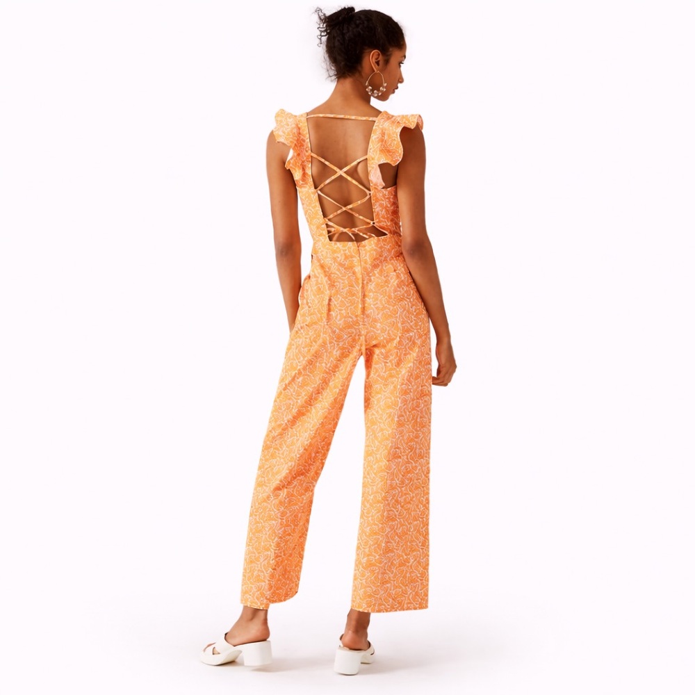 Anthropologie MP Hutch Orange Matchsticks 0160 Jumpsuit medium petite